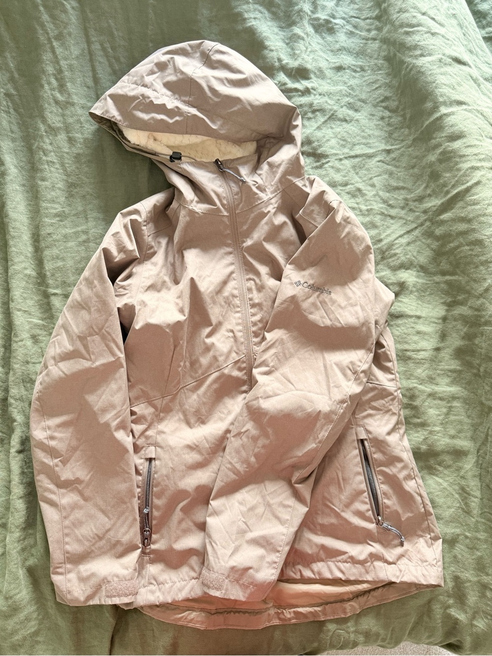 Columbia Women's Tan Hooded Rain Jacket